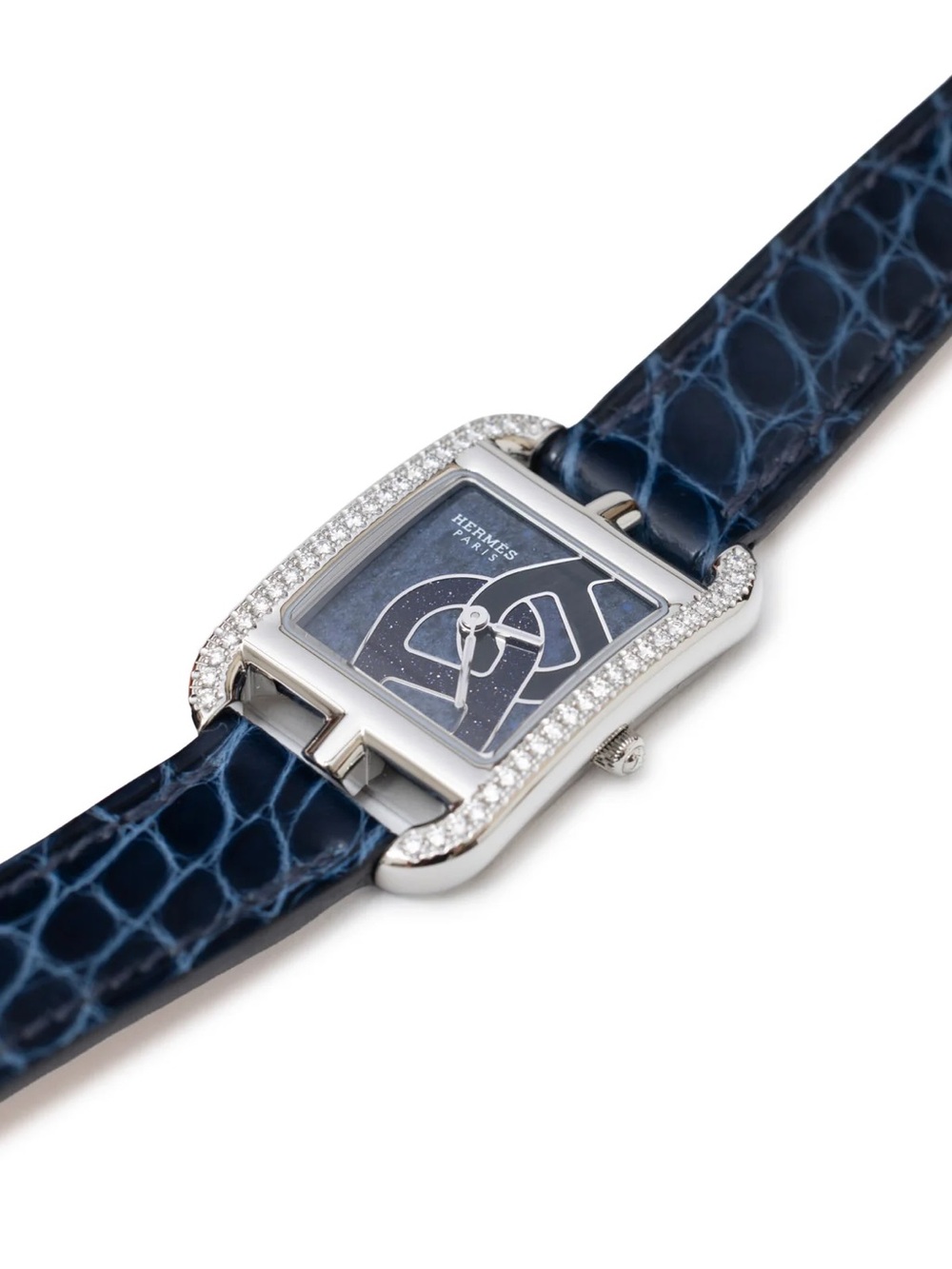 Hermes Diamond-Set Cape Cod Watch in Blue Alligator Strap - Picture 2 of 4